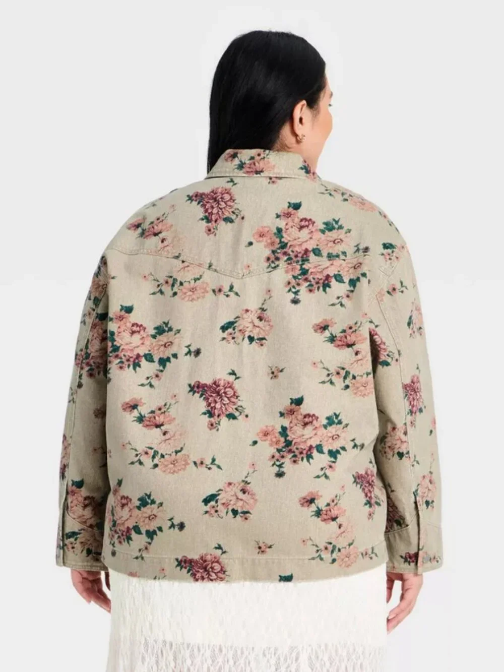 Women's Western Chore Coat - Universal Thread™ Khaki Floral 3X - Picture 3 of 8
